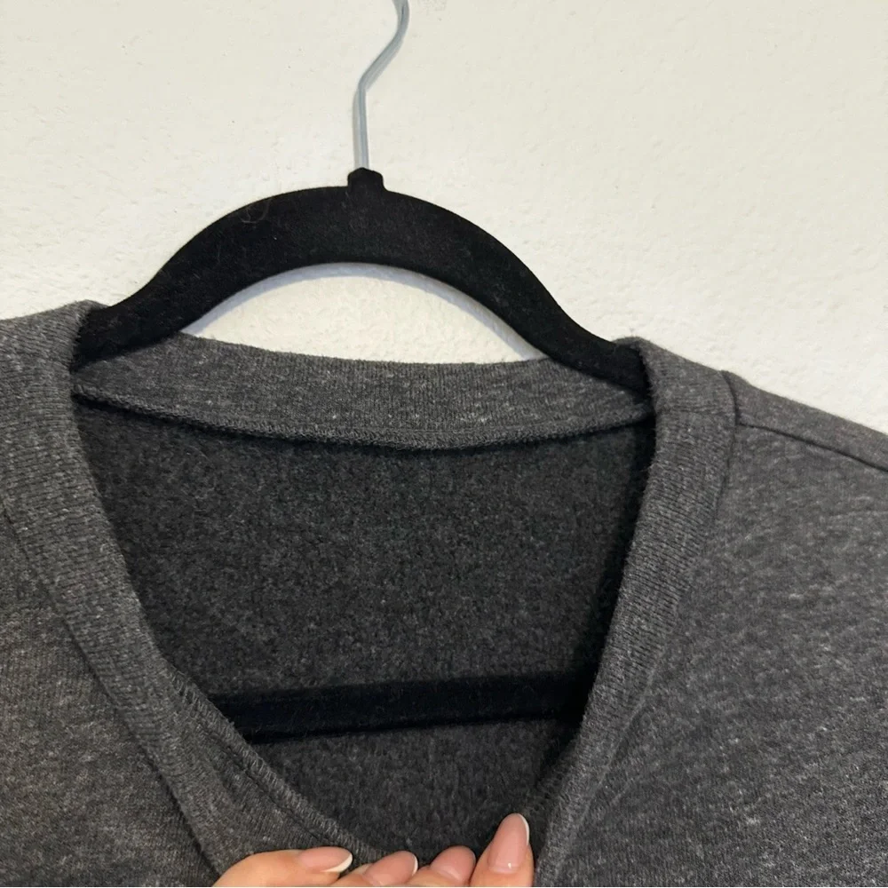 ALO Yoga Elite Long Sleeve Crop Top Sweatshirt Fleece Lined Charcoal Size Small